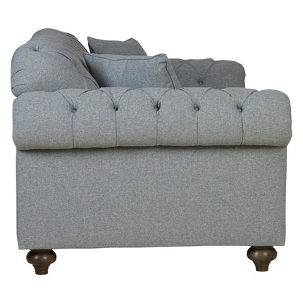 Bordeaux Button Back Grey Fabric 2 Seater Sofa – view 4