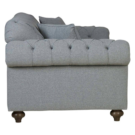 Bordeaux Button Back Grey Fabric Armchair – view 3