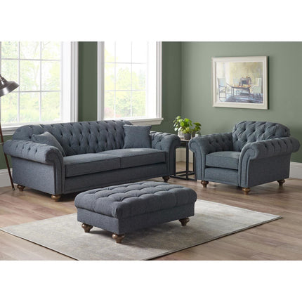 Bordeaux Fabric Footstool, Blue – view 6