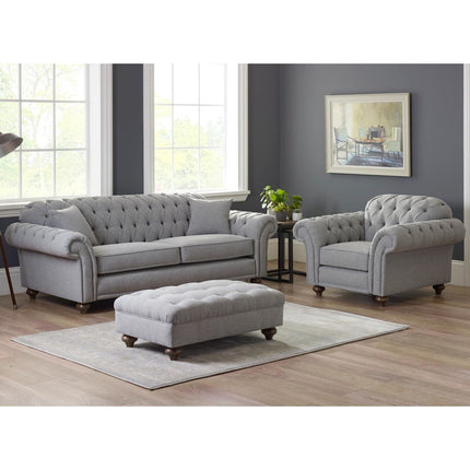 Bordeaux Fabric Footstool, Grey – view 6