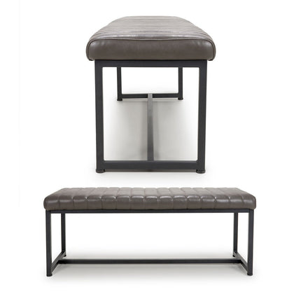 Archer Grey Faux Leather Dining Bench – view 4