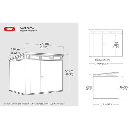 Keter Cortina 9ft 2" x 7ft (2.8 x 2.1m) Storage Shed – view 2