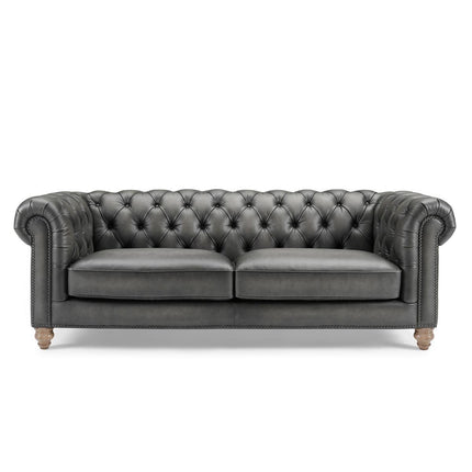 Allington 3 Seater Grey Leather Chesterfield Sofa – view 3