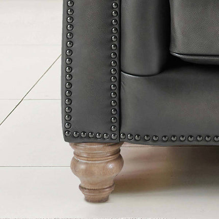 Allington Grey Leather Chesterfield Armchair – view 6
