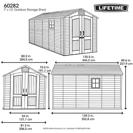 Lifetime 7ft x 12ft (2.1 x 3.6m) Storage Shed - Model 60282 – view 2