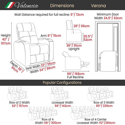Valencia Verona Row of 4 Black Leather Power Reclining Home Theatre Seating – view 2