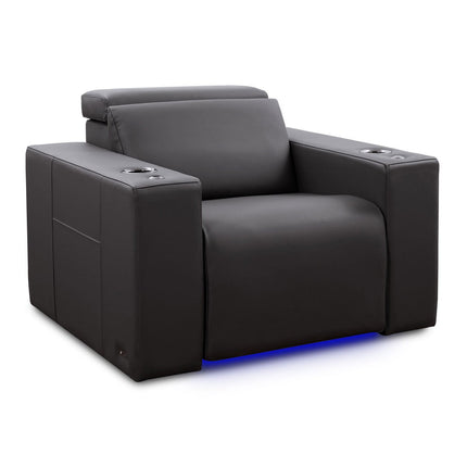 Valencia Barcelona Black Leather Power Reclining Home Theatre Chair with RGB LED – view 8