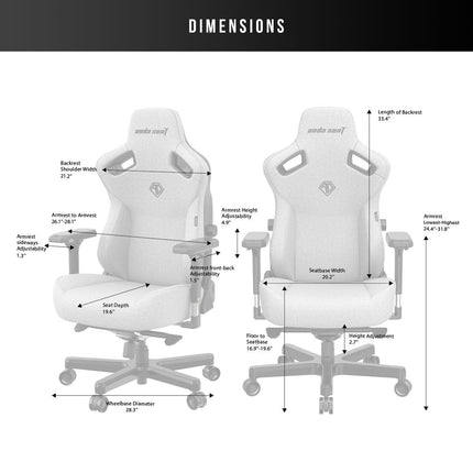 anda seaT Kaiser Series 3 Large Fabric Gaming Chair, Grey – view 3