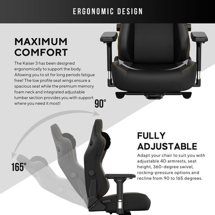 anda seaT Kaiser Series 3 Extra Large Gaming Chair, Black – view 4