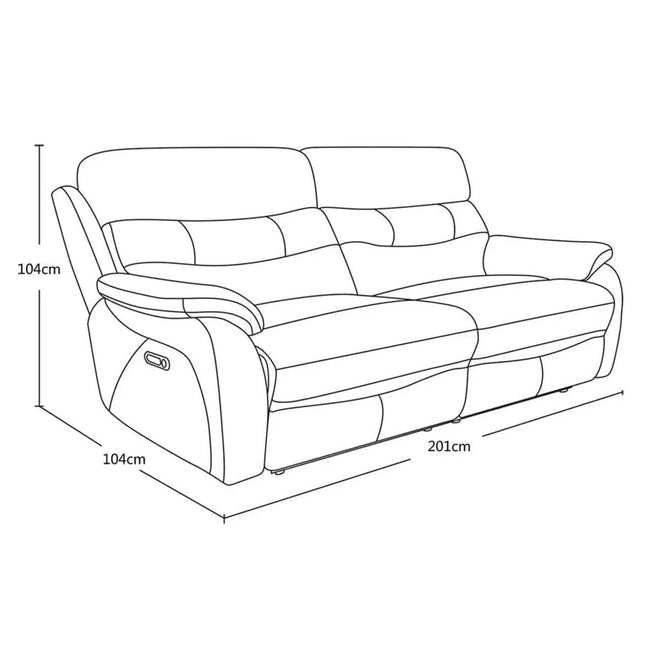 Fletcher Dark Grey Leather Power Reclining Large 2 Seater Sofa with Power Headrest – view 2