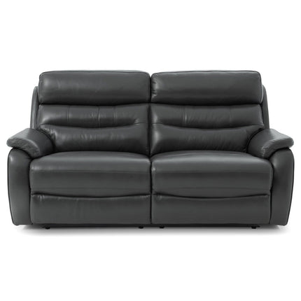 Fletcher Dark Grey Leather Power Reclining Large 2 Seater Sofa with Power Headrest – view 3