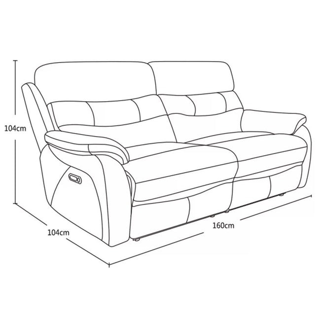 Fletcher Dark Grey Leather Power Reclining 2 Seater Sofa with Power Headrest – view 2