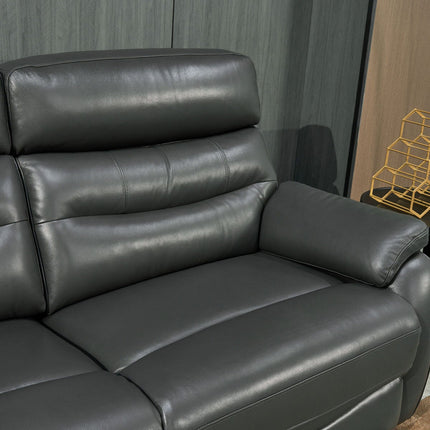 Fletcher Dark Grey Leather Power Reclining Large 2 Seater Sofa with Power Headrest – view 5