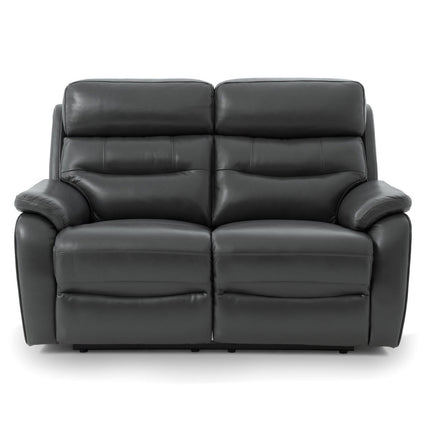 Fletcher Dark Grey Leather Power Reclining 2 Seater Sofa with Power Headrest – view 3