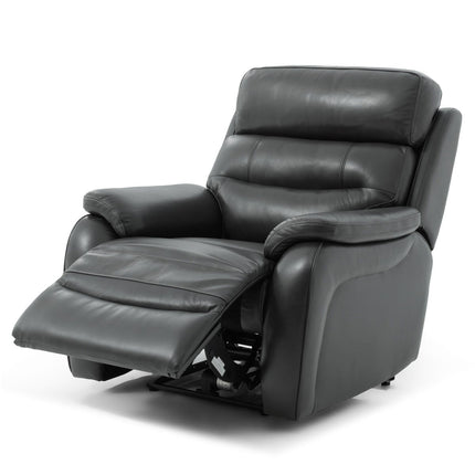 Fletcher Dark Grey Leather Power Recliner Armchair with Power Headrest – view 4