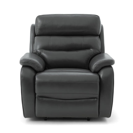 Fletcher Dark Grey Leather Power Recliner Armchair with Power Headrest – view 3