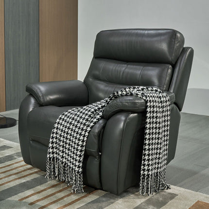 Fletcher Dark Grey Leather Power Recliner Armchair with Power Headrest – view 5