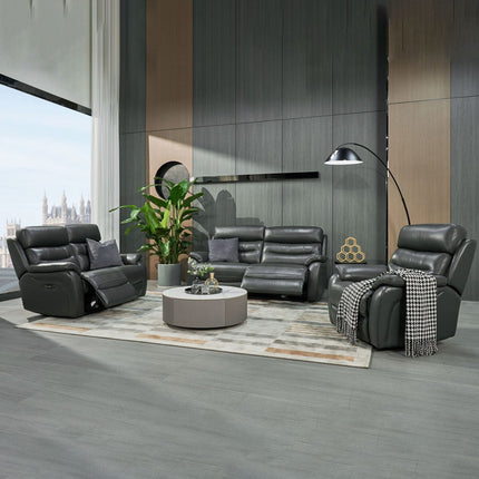 Fletcher Dark Grey Leather Power Recliner Armchair with Power Headrest – view 8