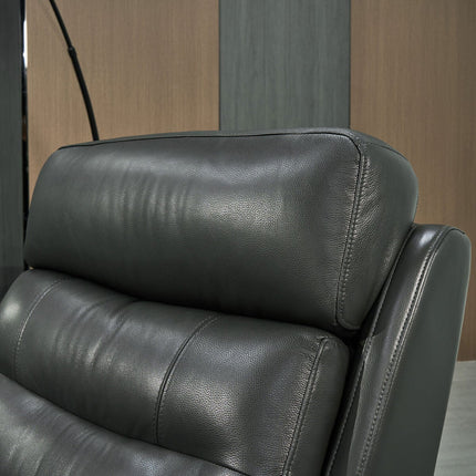 Fletcher Dark Grey Leather Power Recliner Armchair with Power Headrest – view 6