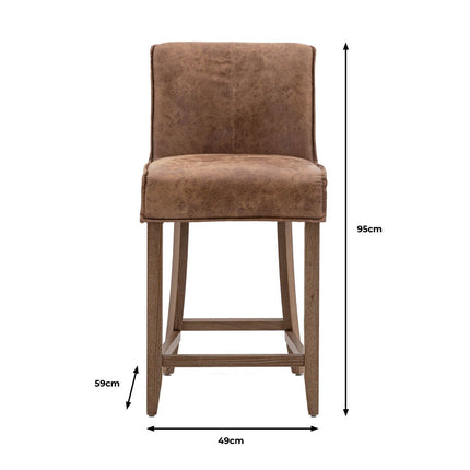 Gallery Tarnby Brown Leather Bar Stool, 2 Pack – view 2