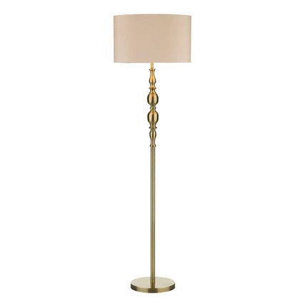 Madrid Antique Brass Floor Lamp with Faux Silk Shade – view 4