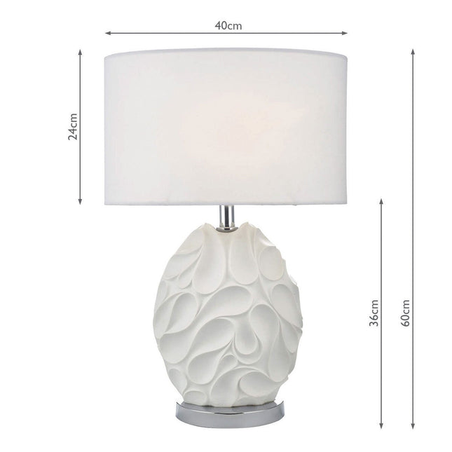 Zachary Textured Oval Table Lamp with White Linen Shade – view 2