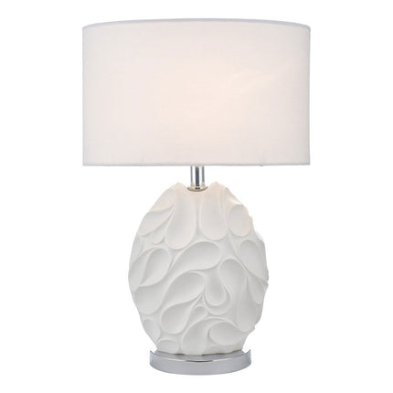 Zachary Textured Oval Table Lamp with White Linen Shade – view 4
