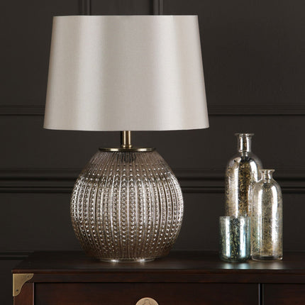 Sonia Brass & Silver Dual Table Lamp with Taupe Shade – view 3