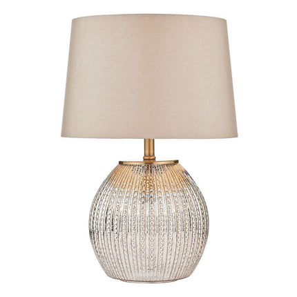 Sonia Brass & Silver Dual Table Lamp with Taupe Shade – view 4