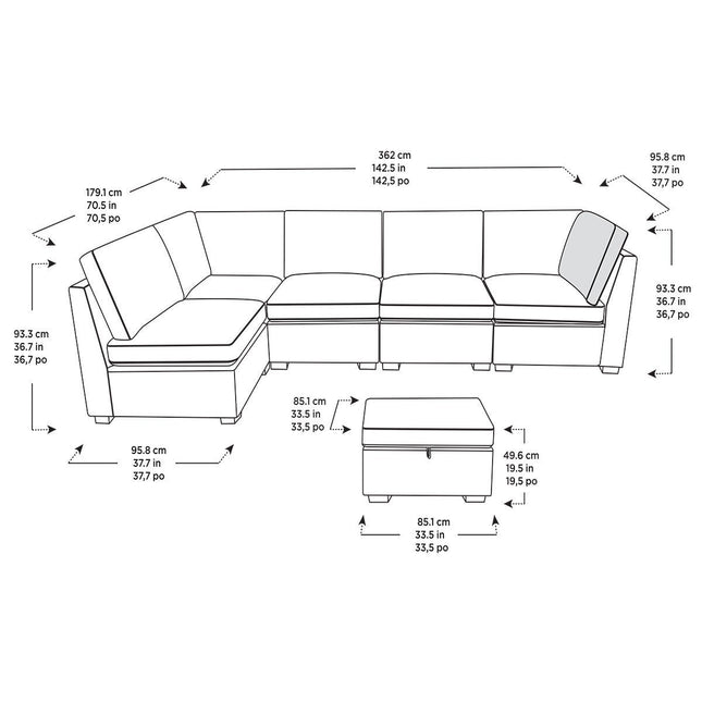 Thomasville Rockford Grey Modular Sofa with Power Footrest – view 2