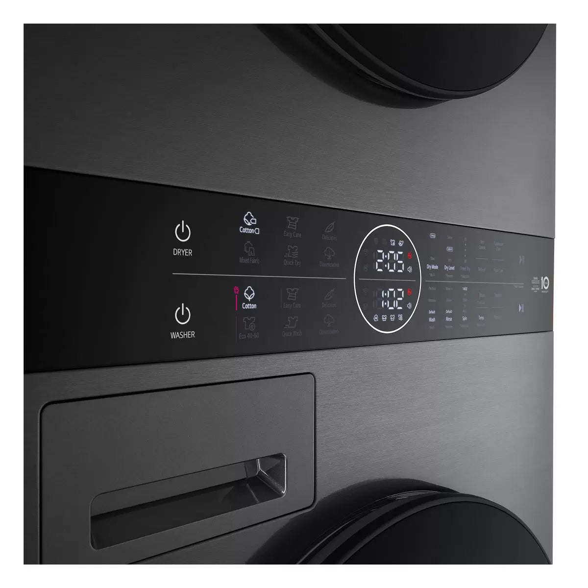 LG WT1210BBTN1, 12kg/10kg, 1400rpm, Washer Tower Rated in A/A+++ in Black Steel