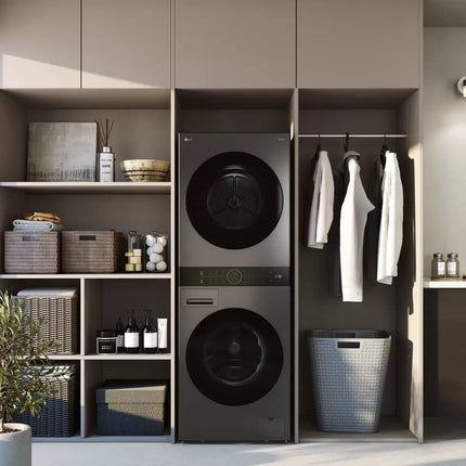 LG WT1210BBTN1, 12kg/10kg, 1400rpm, Washer Tower Rated in A/A+++ in Black Steel