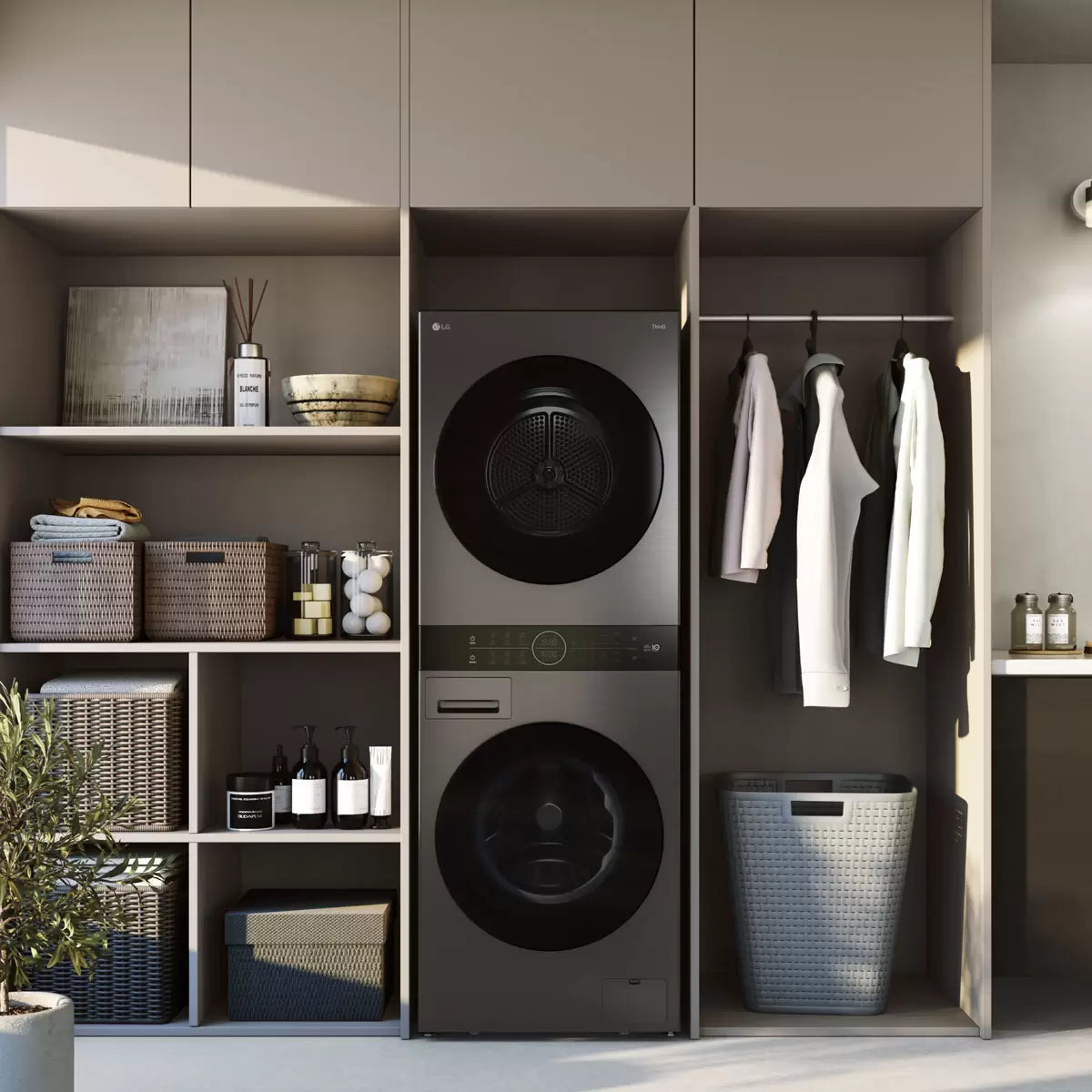 LG WT1210BBTN1, 12kg/10kg, 1400rpm, Washer Tower Rated in A/A+++ in Black Steel