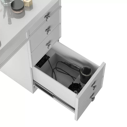 Tresanti Alexandra Double Pedestal Vanity Table with LED Lit Mirror