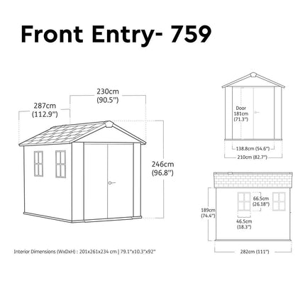Keter Newton Plus 9ft 5" x 7ft 6" (2.9 x 2.3m) Storage Shed in 2 Configurations – view 2