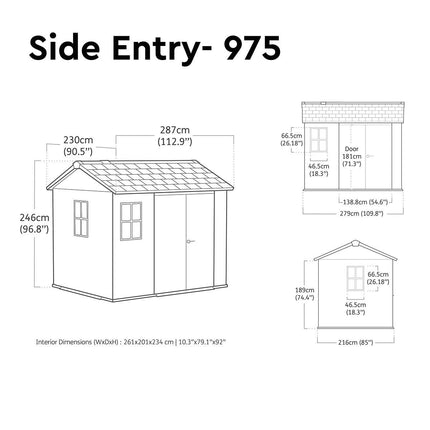 Keter Newton Plus 9ft 5" x 7ft 6" (2.9 x 2.3m) Storage Shed in 2 Configurations – view 3