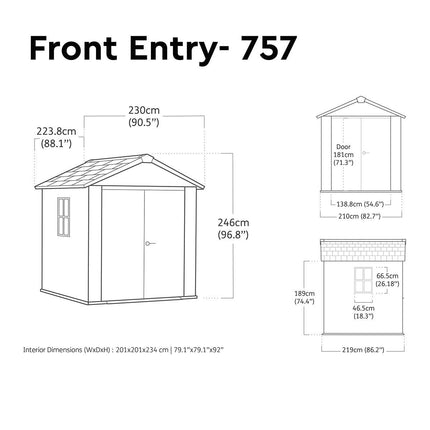 Keter Newton Plus 7ft 6" x 7ft 4" (2.3 x 2.2m) Storage Shed in 2 Configurations – view 3