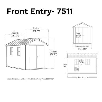 Keter Newton Plus 11ft 5" x 7ft 6" (3.5 x 2.3m) Storage Shed in 2 Configurations – view 2