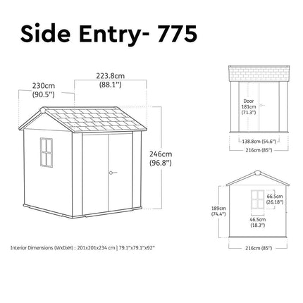 Keter Newton Plus 7ft 6" x 7ft 4" (2.3 x 2.2m) Storage Shed in 2 Configurations – view 2