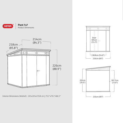 Keter Ashwood Signature 7ft 1" x 7ft 1" (2.16 x 2.16m) Storage Shed – view 2