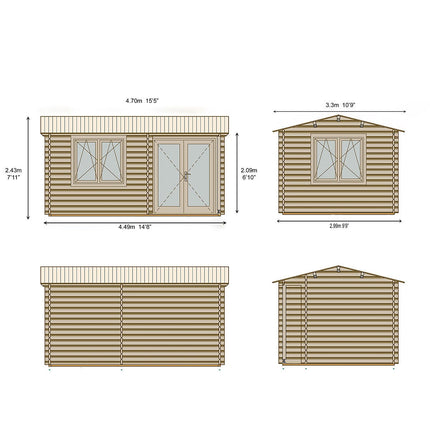 Shire Thetford 44mm Log Cabin 15ft x 10ft (4.5 x 3m) – view 2