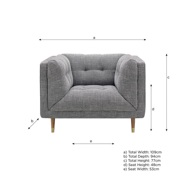 Isla Grey Fabric Armchair – view 2