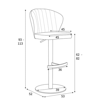 Sigma Grey Brushed Velvet Gas Lift Bar Stool – view 2