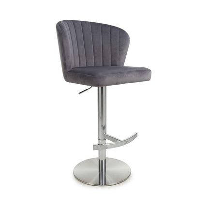 Sigma Grey Brushed Velvet Gas Lift Bar Stool – view 6