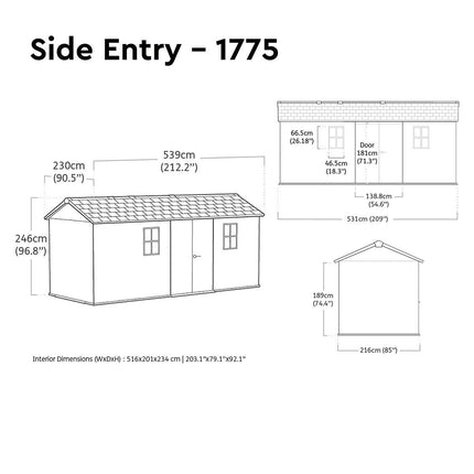 Keter Newton Plus 17ft 6" x 7ft 6" (5.3 x 2.3m) Storage Shed in 2 Configurations – view 3
