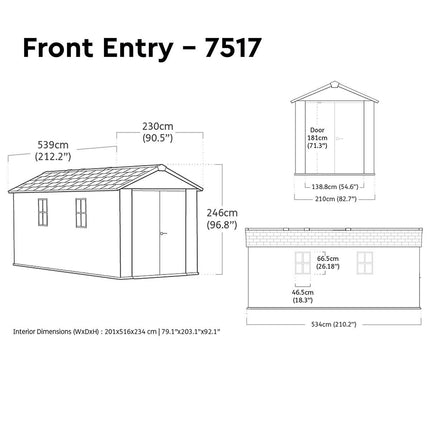 Keter Newton Plus 17ft 6" x 7ft 6" (5.3 x 2.3m) Storage Shed in 2 Configurations – view 2
