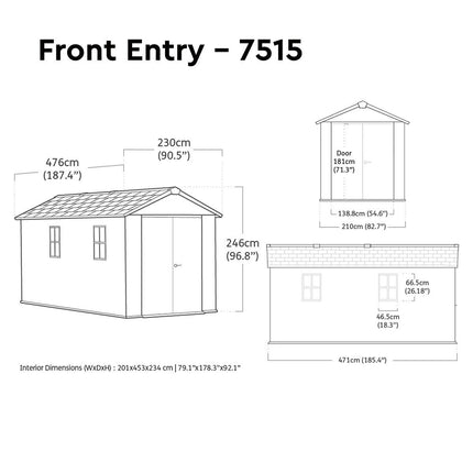 Keter Newton Plus 15ft 6" x 7ft 5" (4.7 x 2.3m) Storage Shed in 2 Configurations – view 2