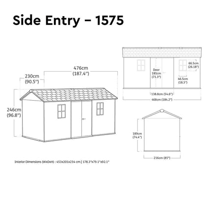 Keter Newton Plus 15ft 6" x 7ft 5" (4.7 x 2.3m) Storage Shed in 2 Configurations – view 3