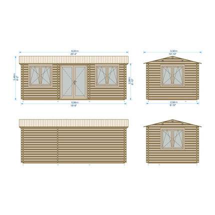 Shire Whinfell 44mm Log Cabin 20 x 10ft (6 x 3m) – view 2