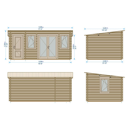 Shire Rydal 44mm Log Cabin 17 x 10ft (5.1 x 3m) – view 2